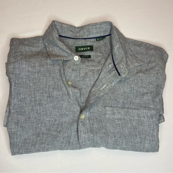 Orvis Other - ORVIS Performance Linen Grey Long-Sleeved Classic Fit Shirt - Men's Size L